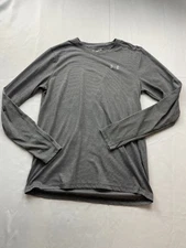 Under Armour Shirt Mens Small Gray Striped Base Layer Threadborne HeatGear