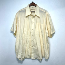Dino Lorenzo Yellow Short Sleeve Button Front Collared Dress Shirt Mens 18.5