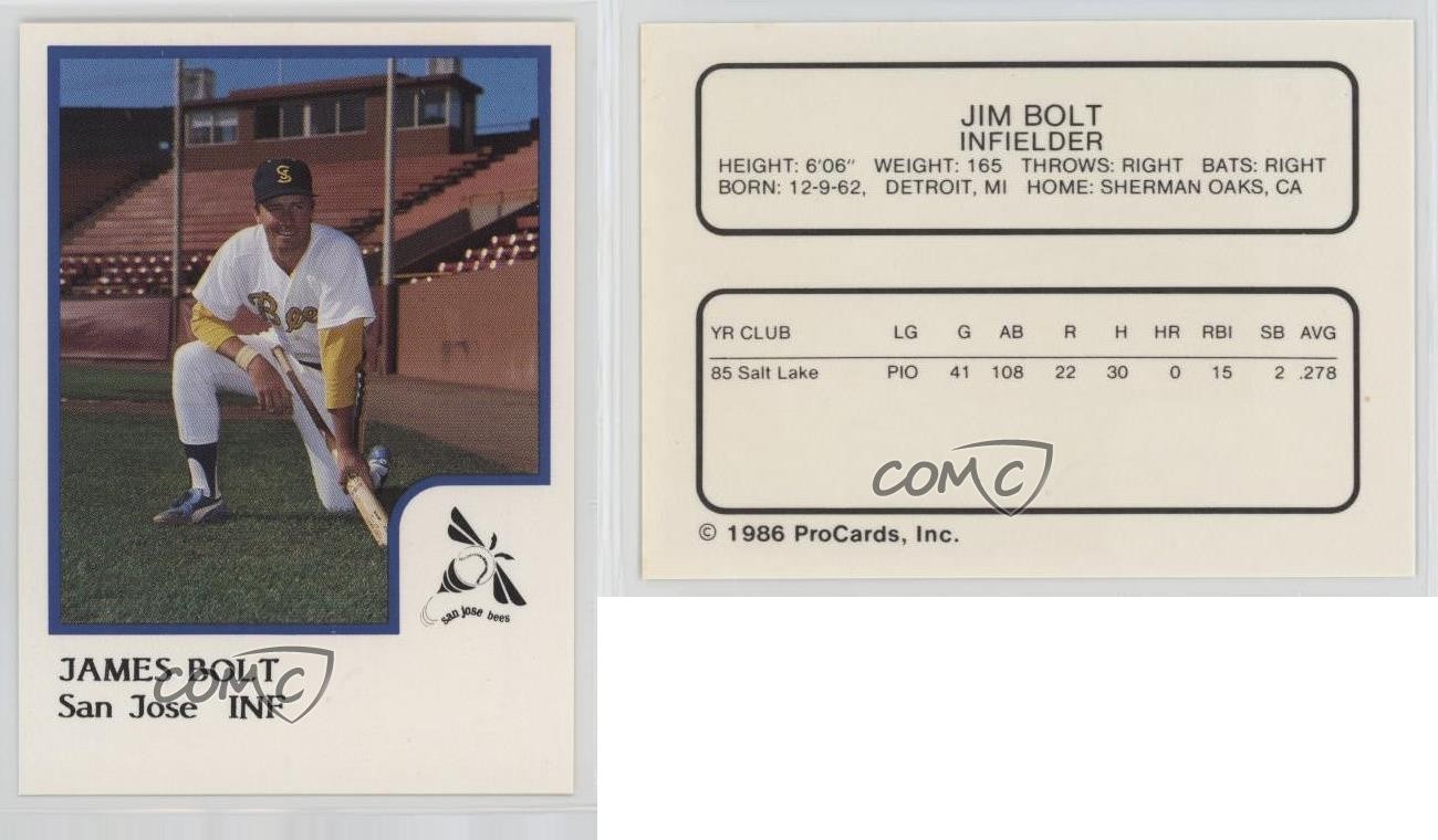 1986 ProCards San Jose Bees Jim Bolt 2p7