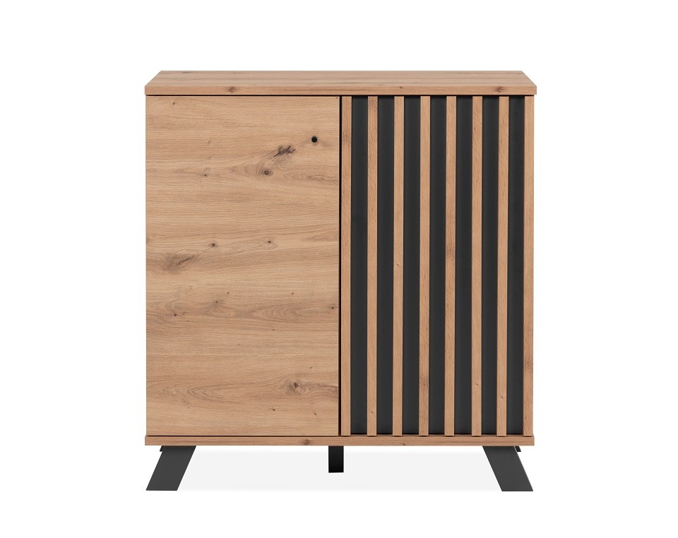 Kommode Sideboard Anrichte Eiche Industrial Lamellen 80 cm anthrazit