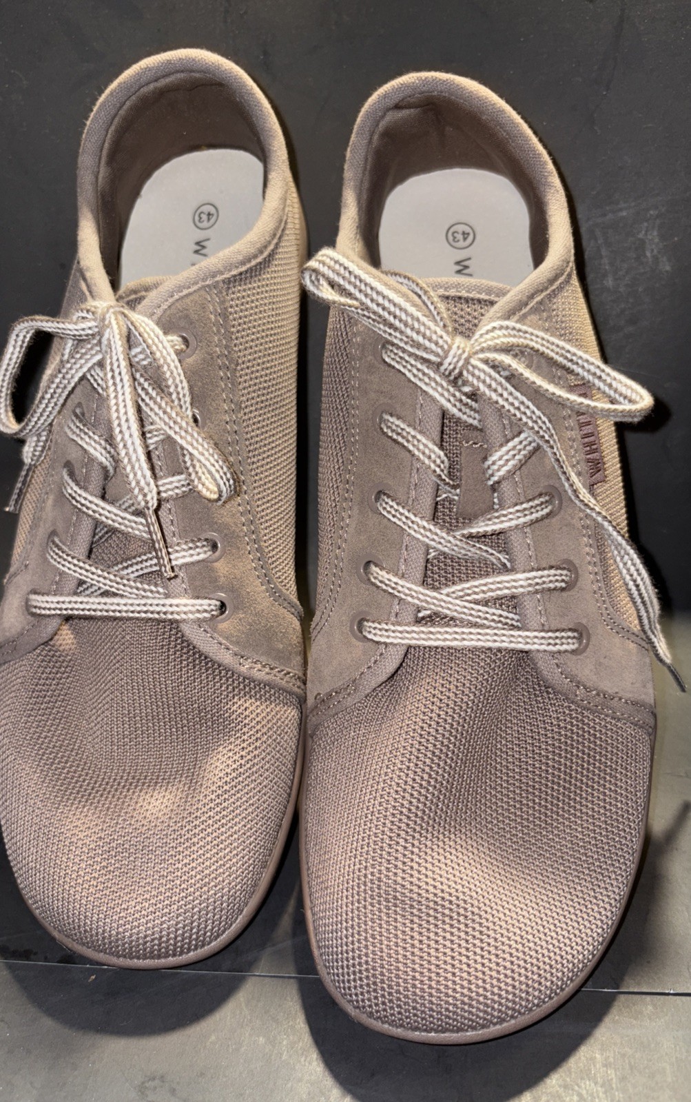 SAOLA Sneakers Whitin Barefoot Minimalist da uomo taglia 43 EU 10 US con lacci a rete tortora