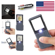 Portable 5X LED Lighted Magnifier with Slide-Out Design and Durable Acrylic Lens