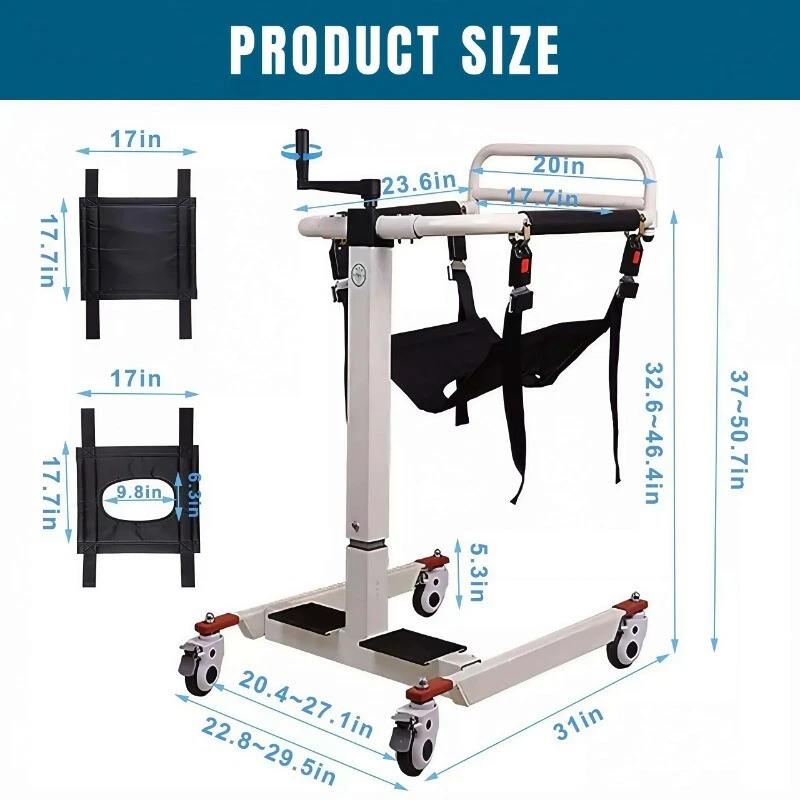 Home Use Patient Lift Transfer Chair Disabled Lift Wheelchairs Mobility Hoist - Image 4 of 4