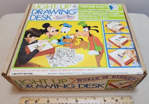 Vintage World of Disney Light Up Drawing Desk WORKS Org Box #5340