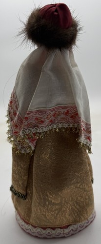 Bambola cono in porcellana Bisque russa vintage con accenti di pelliccia - Foto 3 di 4
