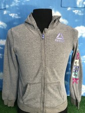 Reebok Hoodie Hooded Sweatshirt gray full zip womens ladies small see desc. c43