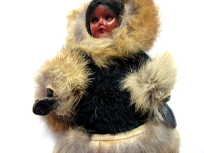 Alaska Eskimo Inuit Doll Fur Leather Wool Clothes.. Sleep Eyes Jtd.  Arms   Nice