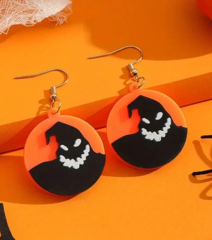 Pendientes colgantes Oogie Boogie naranja luna  Foto 2 de 2