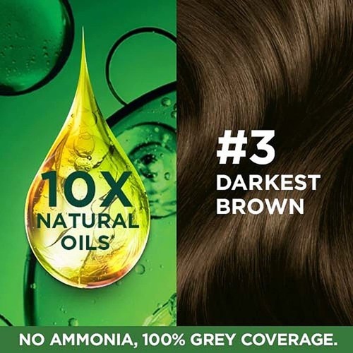 2 Pcs Garnier Color Naturals 3 Darkest Brown Creme Riche Hair Color 70 ml + 60g - Picture 5 of 8