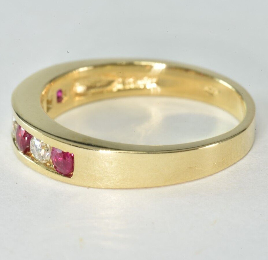 14k Solid Gold Natural Diamond  Ruby Ring Engagem… - image 5