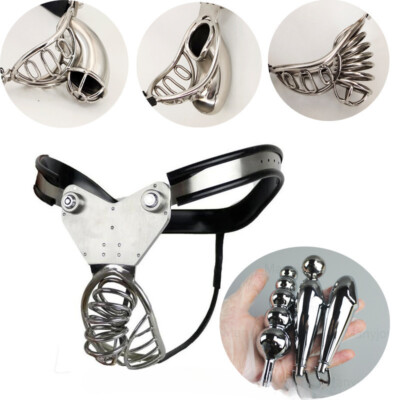 New EMCC Stainless Steel Male Chastity Belt Device Lock Binding Strapon Pants