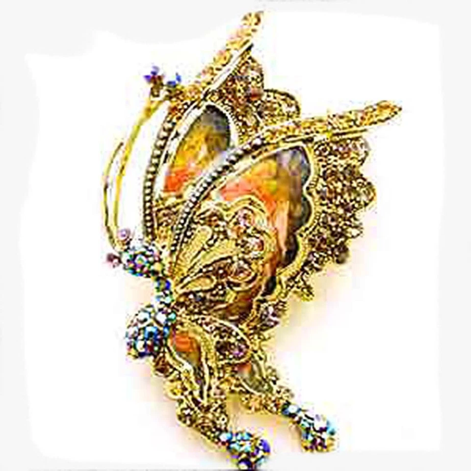 PIN ESMALTE DORADO MARIPOSA MULTI CRISTAL AZUL ORO VERDE INSPIRADO EN EL DISEÑADOR NUEVO Foto 4 de 4