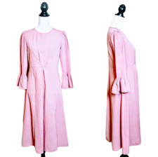 ASOS Maxi Dress, Blush Pink Long Sleeve Polyester Gathered Career Cocktail, 6