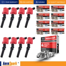 Ignition Coil + Motorcraft Platinum Spark Plug For 1999-2008 Ford Lincoln
