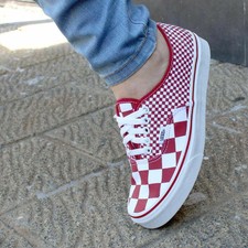 vans old skool mix checker chili pepper & white skate shoe