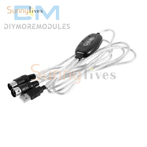 USB IN-OUT Interface Cable Converter PC to Music Keyboard Adapter MIDI Cord MF