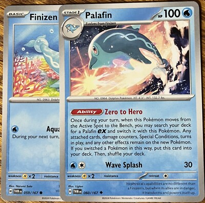 finizen pokemon card Finizen 59/167, Palafin 60/167 - Evo Line - Twilight Masquerade - Read  Desc