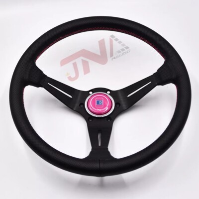 Universal Racing Auto Turning Wheel 14in Pink With Horn Button