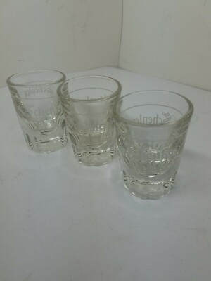 Schenley Whiskey Set Of 3 Shot Glass Vintage Heavy Glasses Barware Liquor MCM