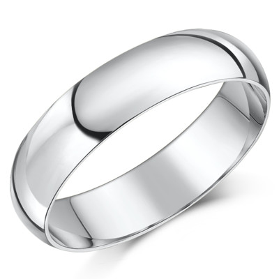 9 kt Weißgold Ring leichter D-förmiger Ehering Band (massiv & gepunzt)