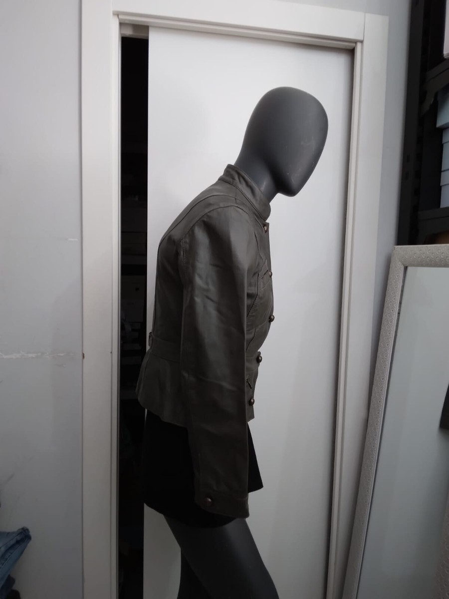 OVS Genuine Leather Jacket Used Women Taupe Size 46 XYC1177L OVS Genuine Leather Jacket Used Women Taupe Size 46 XYC1177L