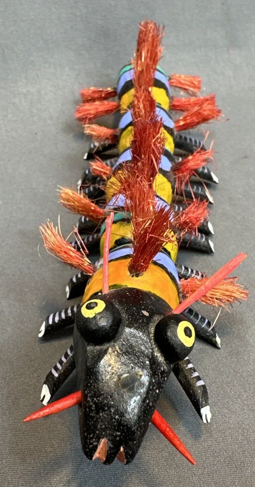 VTG Oaxacan Wood Carving Prickly Centipede  by Albina Ortiz VTG ****READ ALL - Image 2 of 4