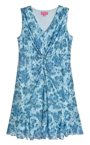 Isaac Mizrahi, QVC, blaues ausgestelltes Pulloverkleid mit Blumenmuster, Gr. XL - Bild 1 von 5