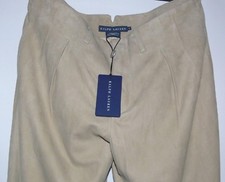 NWT 998.00 RALPH LAUREN BEIGE SUEDE GENUINE LEATHER DRESS PANTS SIZE 8