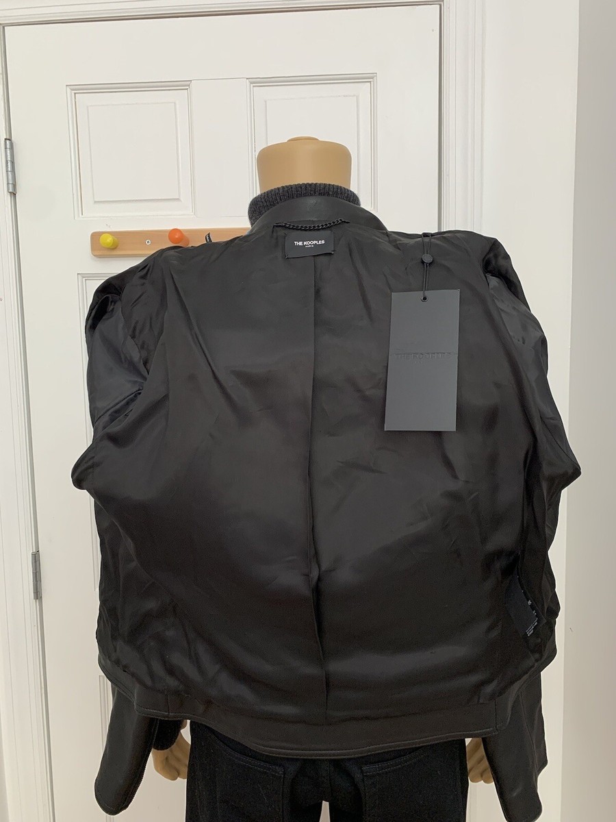 NWT The kooples Men's padded Black leather Jacket $995 Size XL | eBay