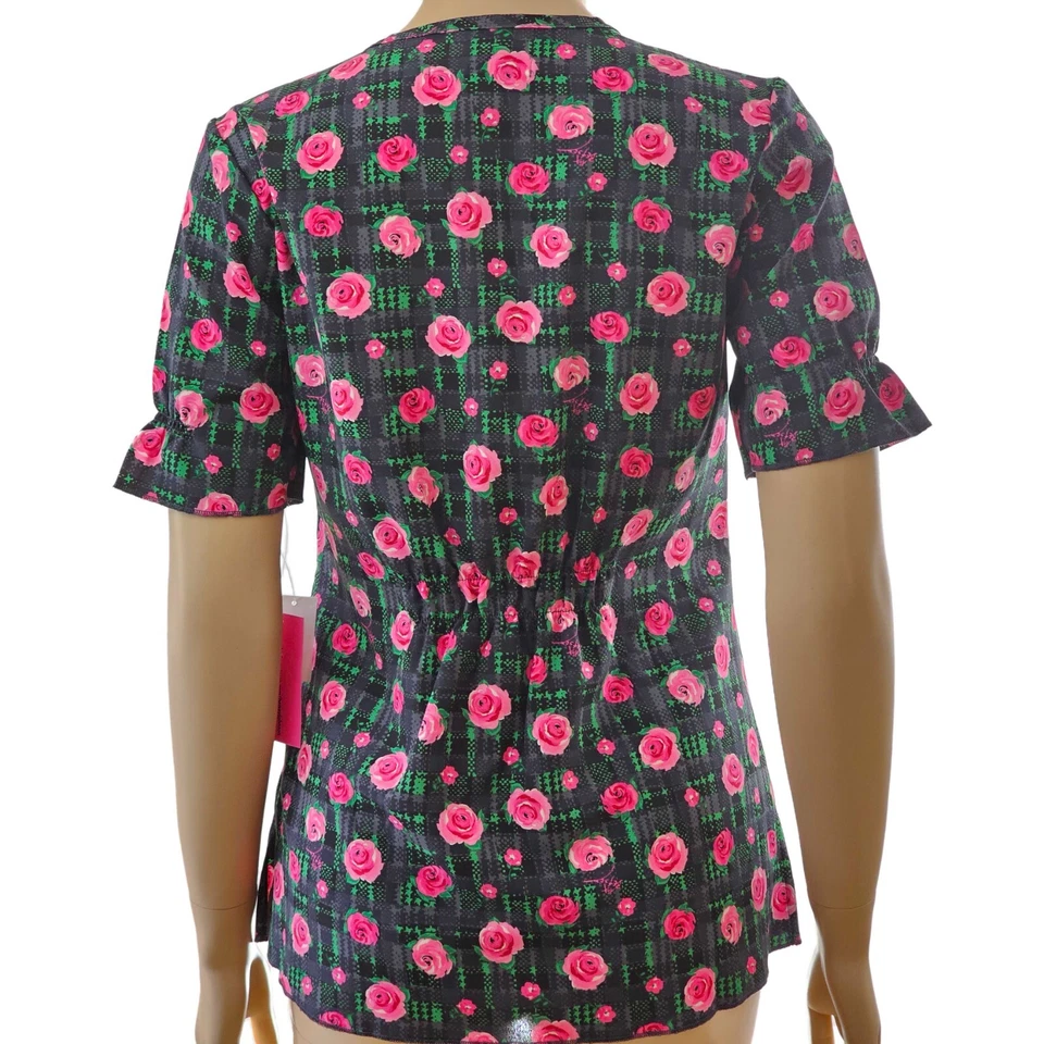 Betsey Johnson Koi Canola Women’s Scrub Top Cozy Roses - Image 4 of 4