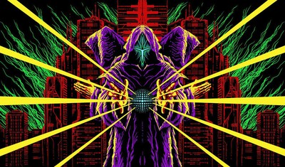 UV Backdrop 80s Retro Synthwave Schwarzlicht Wandbehang Cyber Deko Neon Banner