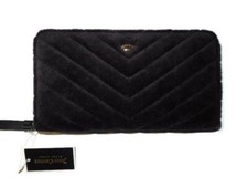 Juicy Couture Black Label Black zip around crown quilted Velour Wallet rt 228