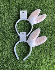 Claire s Plush White Bunny Ears Headband x2