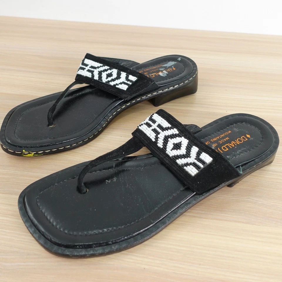 Zapatos Tanga Negros Mujer 8 Charol Sandalia Cuentas DONALD J PLINER ITALIA Foto 2 de 4