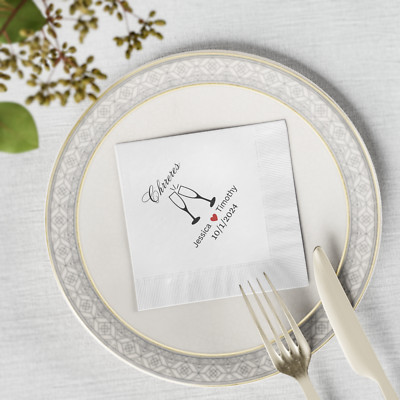 Custom Wedding Napkins Bridal Shower  Engagement Party Custom Bar Napkins
