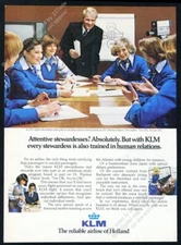 1979 KLM 8 stewardess photo human relations class vintage print ad