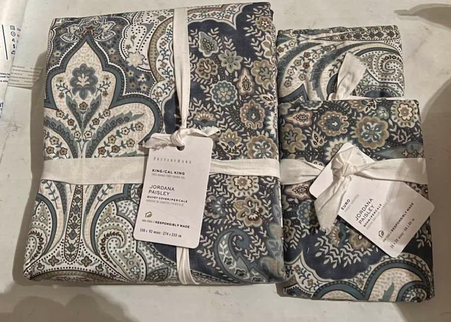 Pottery Barn Jordana Paisley Duvet King & 2 Euro Shams New eBay