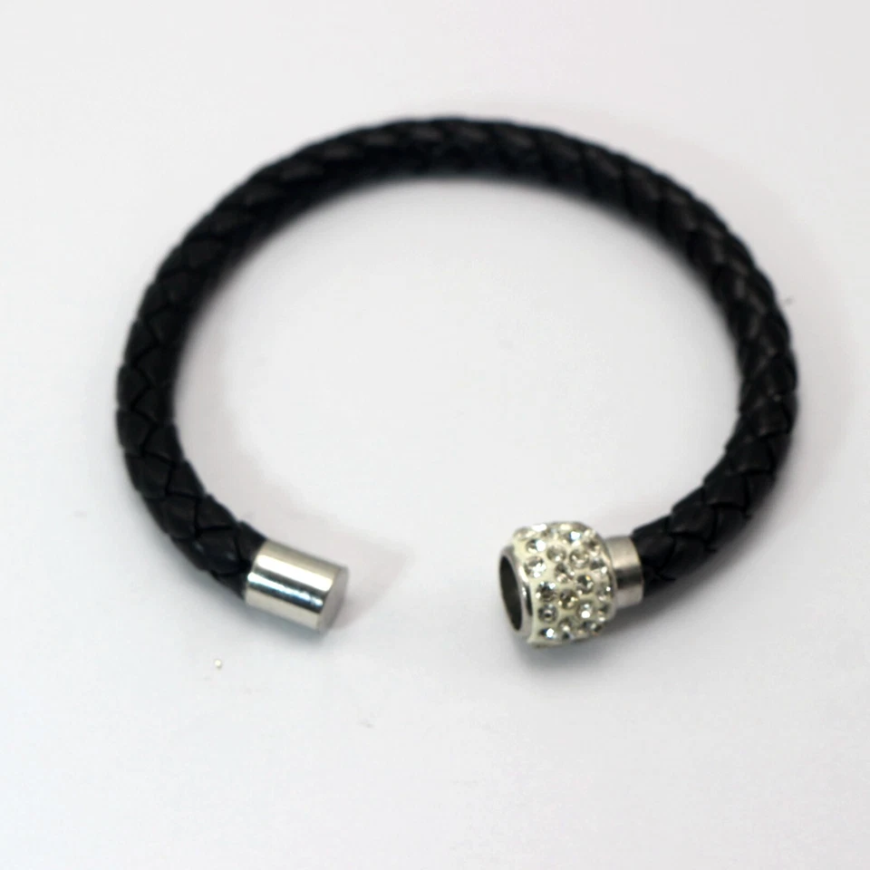 5 Silver Bracelet Necklace Rhinestone Magnetic Clasp End Caps Large Hole 6mm - Image 3 of 4