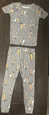 CARTER'S BABY BOY GIRL 2 PC SET BUNNY RABBIT EASTER SPRING GRAY Pajamas Size 5
