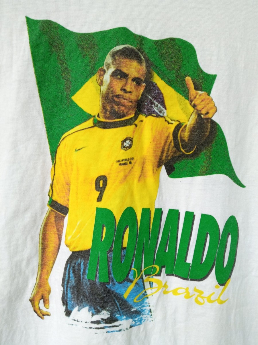 vintage nike R9 Ronaldo TシャツXL ロナウド　ブラジル Vintage 90s Black Nike R9 Ronaldo Nazario Striker T-Shirt
