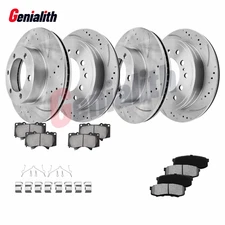 Front Rear Drilled Brake Rotors Ceramic Pads for 2001-2006 2007 Toyota Sequoia