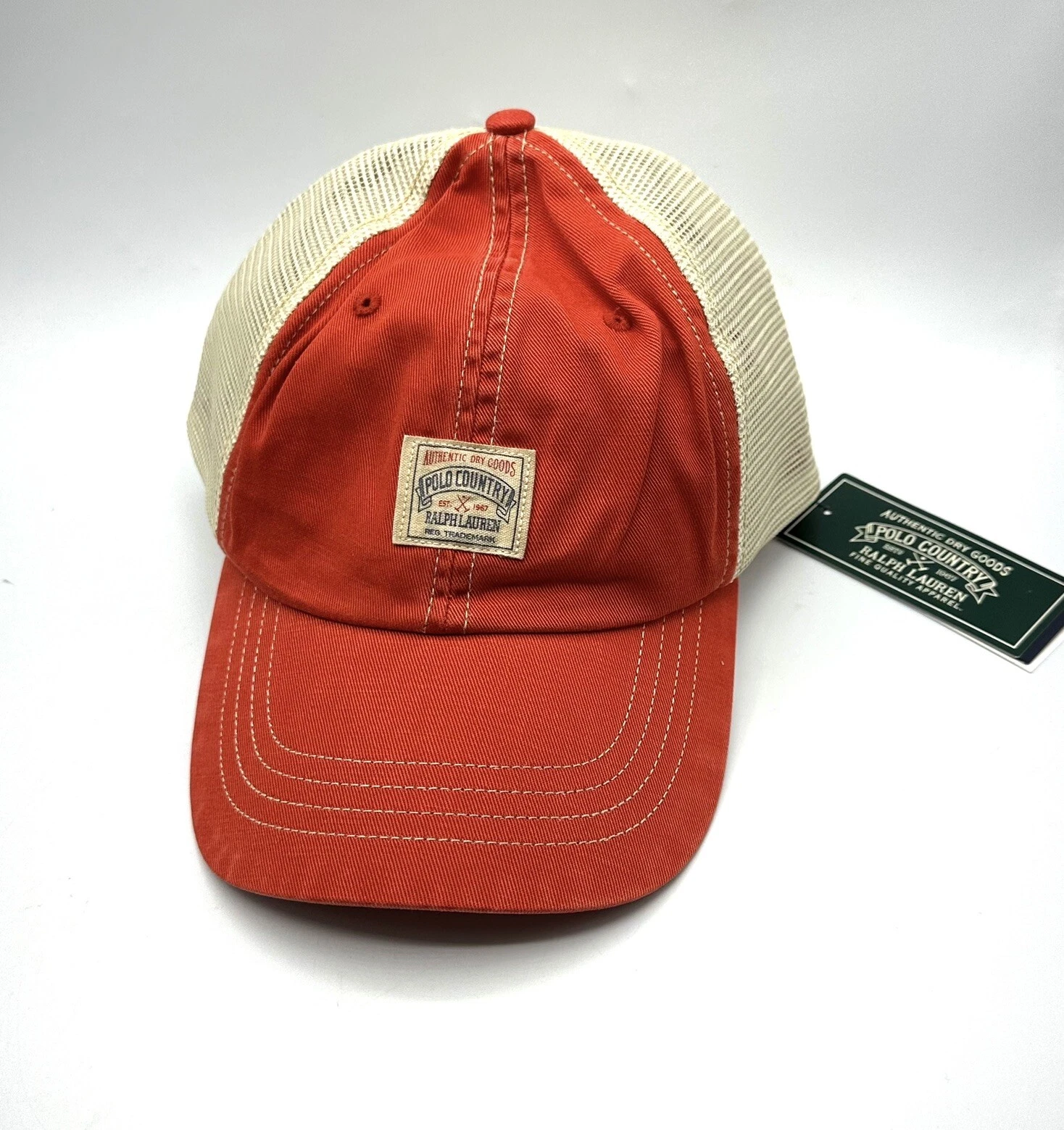 NEW Polo Ralph Lauren Men's Polo Country Adjustable Mesh Trucker Hat Orange NWT