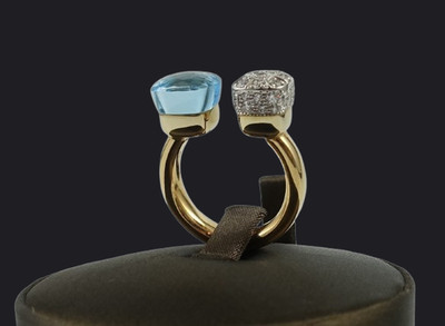 Pomellato Nudo Ring Rosegold Sky Blue Topas & Brillanten PAC4020-O6WHR-DB0YY