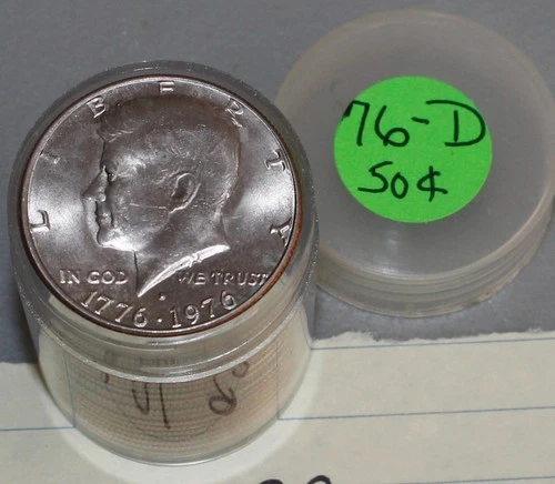 1976 D Bicentennial Half Dollar 20 Coin Roll Uncirculated Kennedy Halves 50c