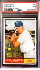 1961 Topps #35 Ron Santo Rookie Card Graded PSA 7 NM Chicago Cubs - BK1