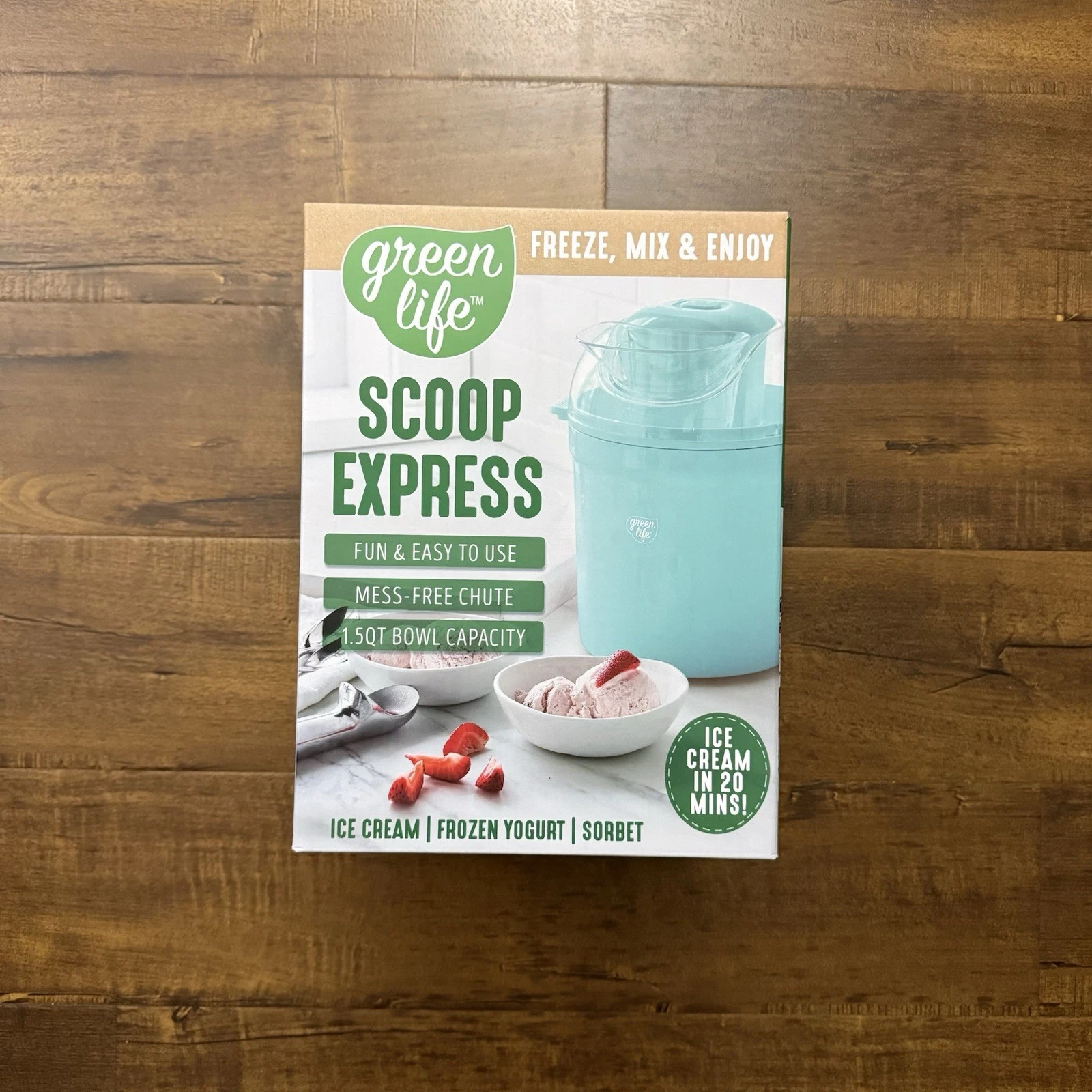 GreenLife Scoop Express Ice Cream Maker 1.5QT Pink Sorbet Frozen Yogurt New Box