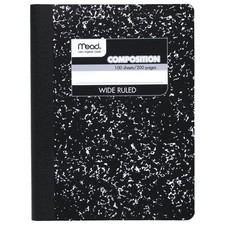 Composition Notebook, Wide Ruled Paper, 7.5" x 9.75", 100 Sheets, Black Marbl...