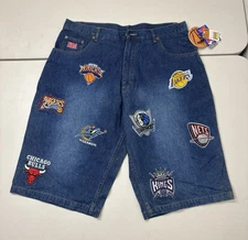 UNK Vintage Shorts Men’s NBA Embroidered Patches Baggy Loose Denim Size 38 NWT