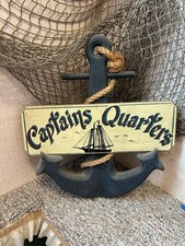 Wooden Anchor W/ Captains Quarters Sign On It. Very good condition $40