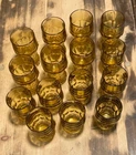 Vintage set 15 Anchor Hocking Georgian Amber Tumblers Honeycomb 8  4”, 7  5”